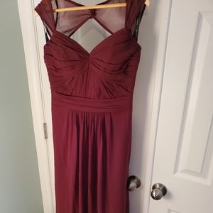 Bill Levkoff Long Bridesmaid Dress in Wine